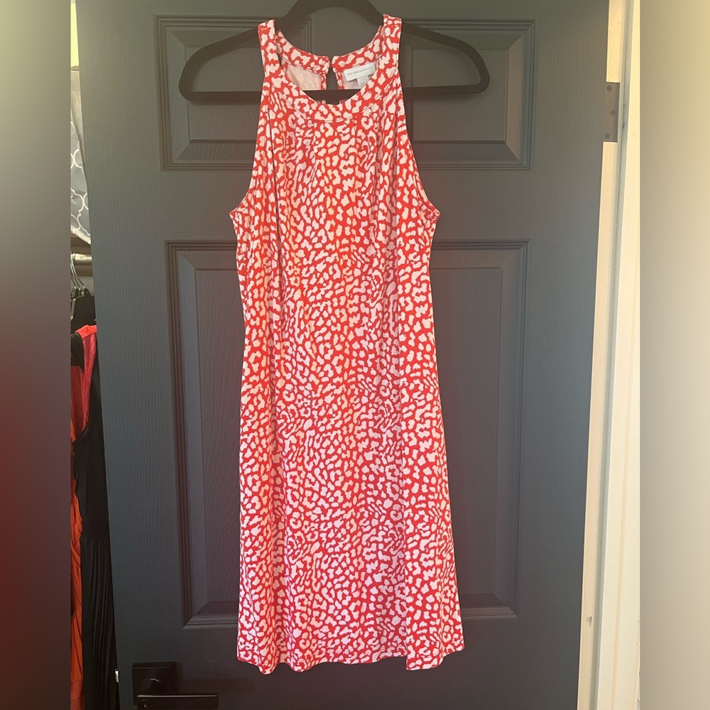 New York & Company Red and White Printed Sleeveless Mini Dress
